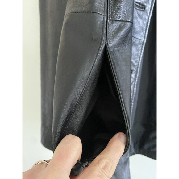 Vintage JLC New York 100% Genuine Leather Blazer Jacket Women's Black Size MED - Picture 3 of 11